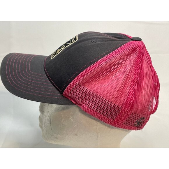 Leupold & Stevens hat cap 7" snap back trucker mesh Optics Hunting gray pink - Picture 2 of 8